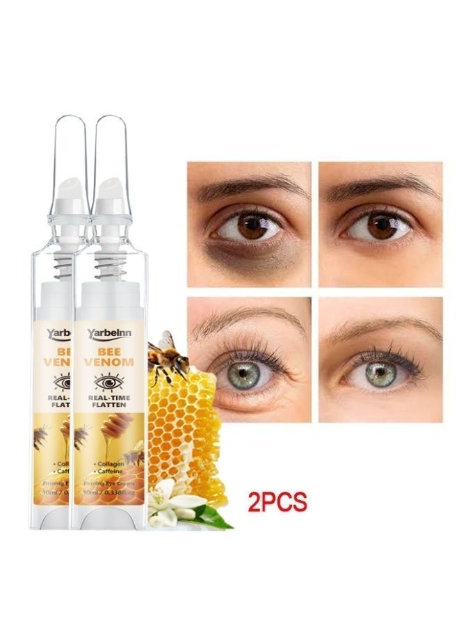 ياربلن 2PCS مصل العين الكولاجين النباتي 10ml. تطبيق العين المضاد للشيخوخة للتجاعيد والتنفخ والدوائر الداكنة مع سم النحل تحت العيون. حجم السفر العناية بالبشرة الأساسية - Image 1